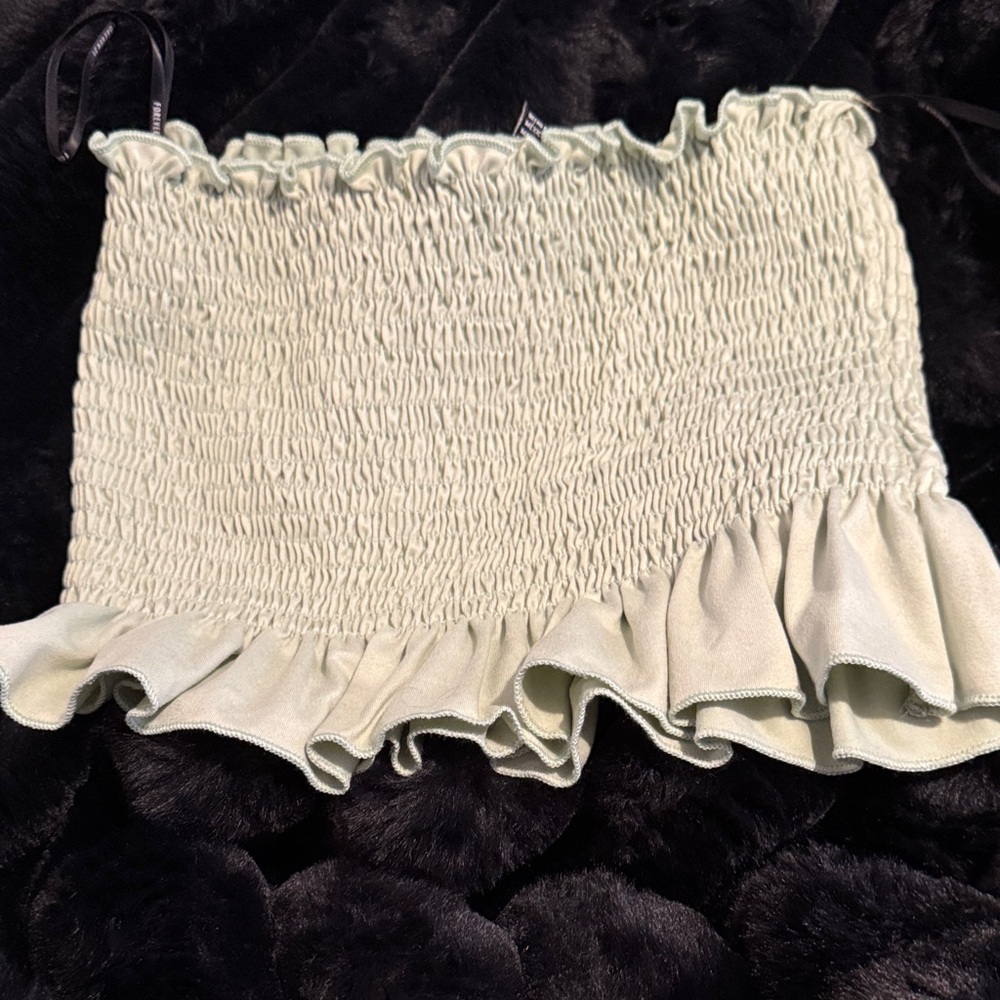 Smocked Ruffle Hem Tube Top FOREVER 21